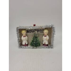 Vintage Christmas Diorama, Choir Boy Scene, Shadow Box